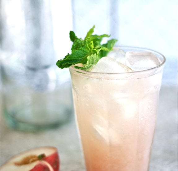 white peach cooler, mint, vodka, soda water