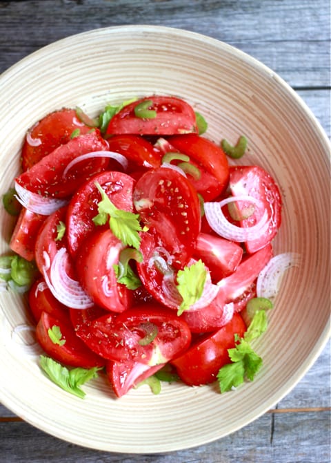 tomato salad, large bowl