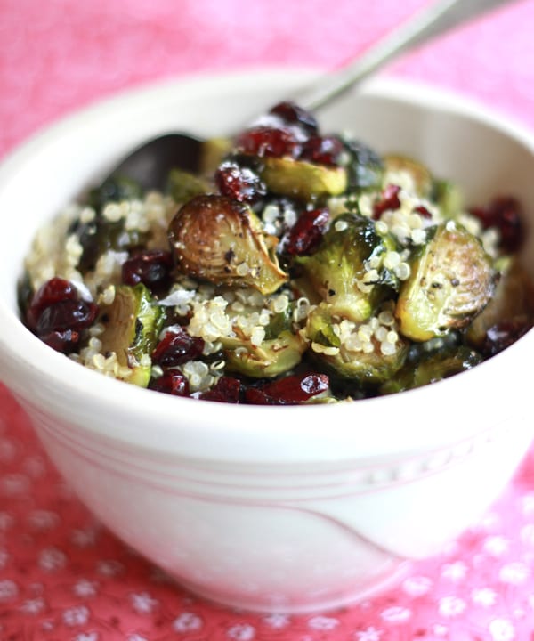 Roasted Brussels Sprouts w/ Quinoa, Cranberries + Miso | The Clever Carrot