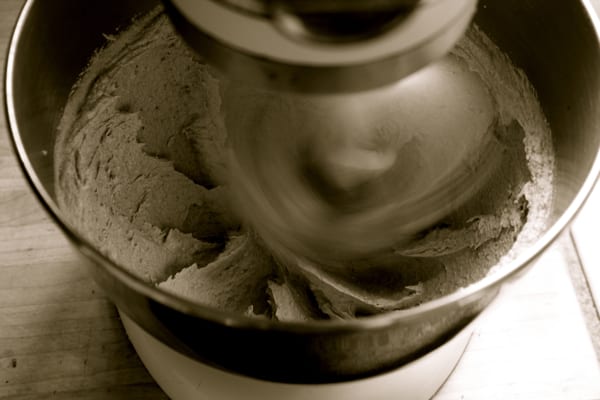 Gingernut dough in a stand mixer.
