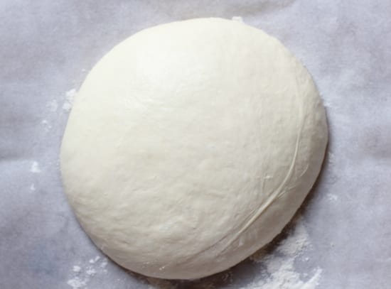 Shaped round bread dough after the second rise
