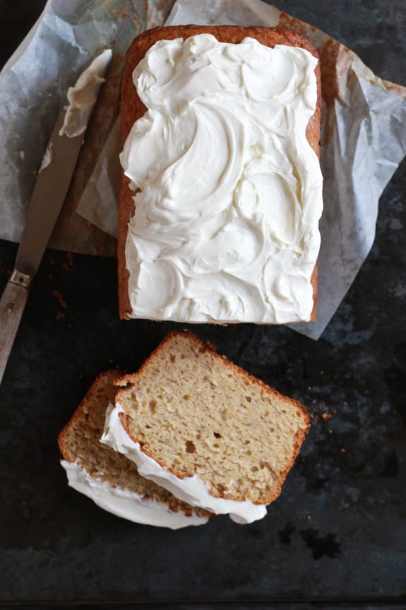 banana bread with greek yogurt frosting | The Clever Carrot