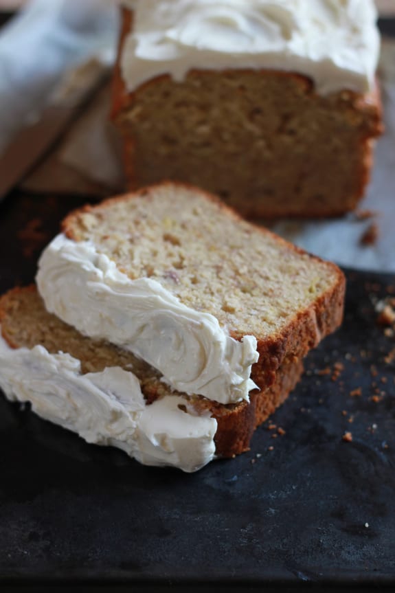 banana bread with greek yogurt frosting | The Clever Carrot