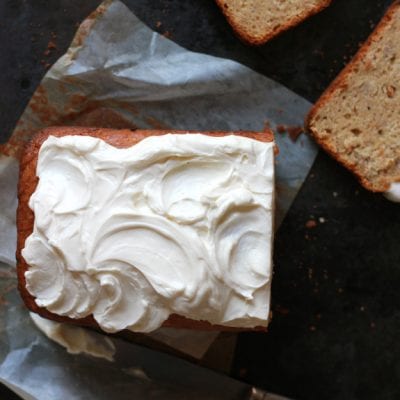 Banana Bread with Greek Yogurt Frosting | theclevercarrot.com