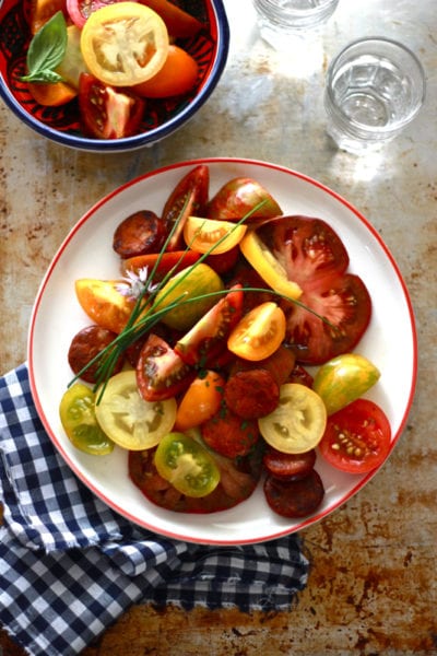 Heirloom Tomato + Chorizo Salad | theclevercarrot.com