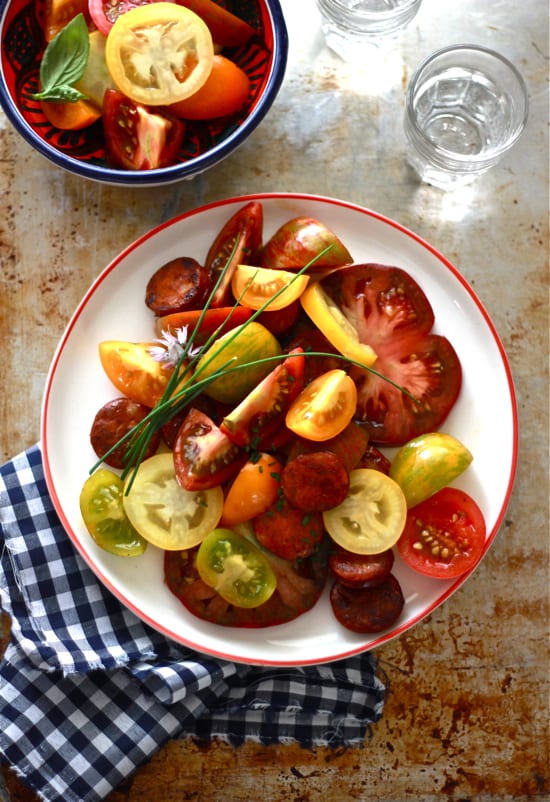 heirloom tomato + chorizo salad | The Clever Carrot