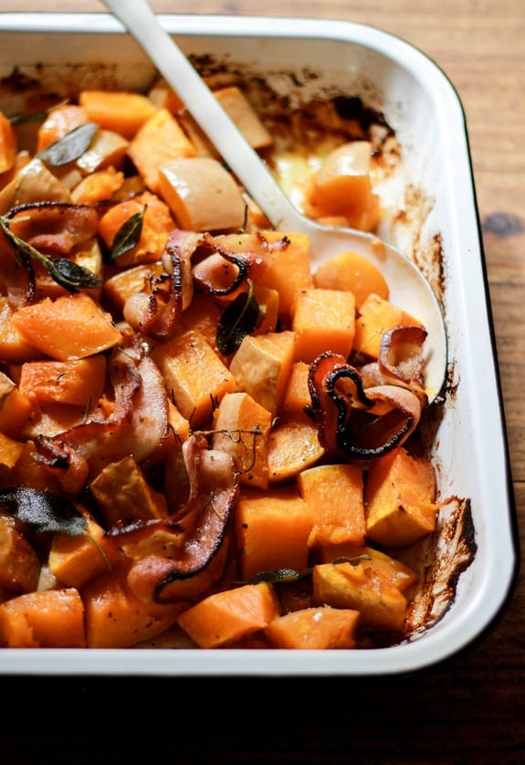 roasted butternut squash with brown sugar bacon | The Clever Carrot