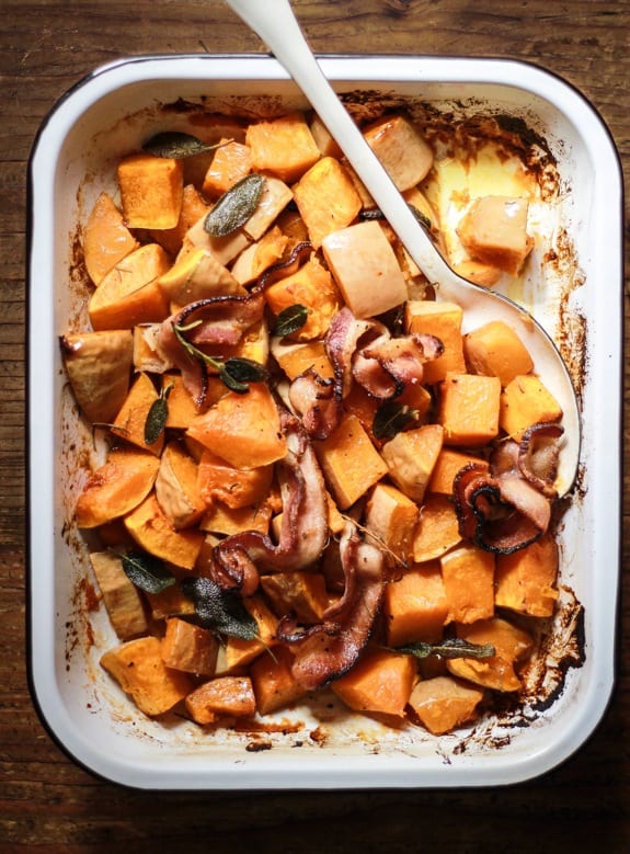 roasted butternut squash with brown sugar bacon | The Clever Carrot