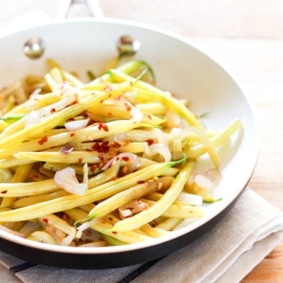 spicy yellow beans with shallots + lemon