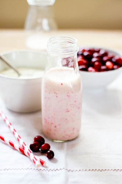 fresh cranberry yogurt drink | theclevercarrot.com