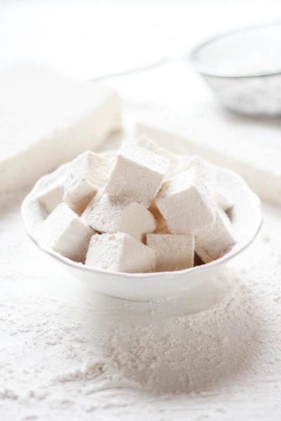 Bowl of fluffy homemade marshmallows