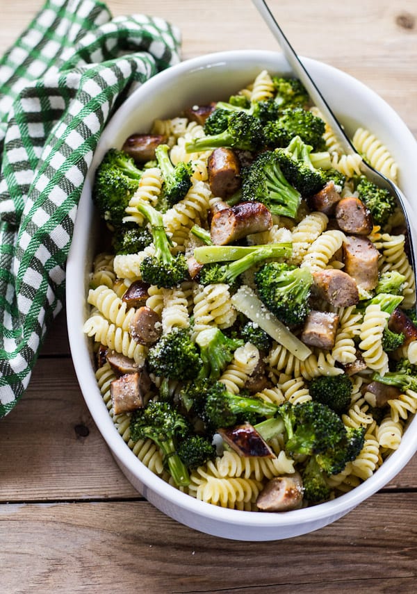 budget meals: pasta with roasted broccoli + chicken sausage | The Clever Carrot