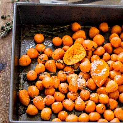 honey baked parisian carrots with orange + thyme