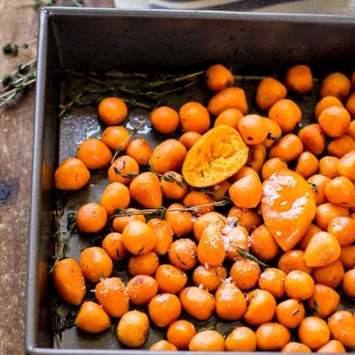 honey baked parisienne carrots with orange + thyme | theclevercarrot.com