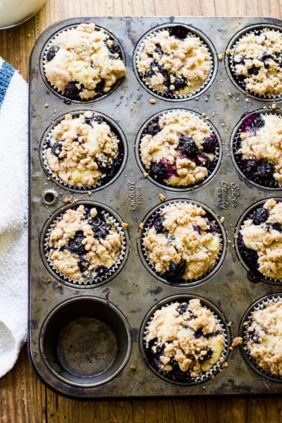buttermilk blueberry crumb muffins | theclevercarrot.com