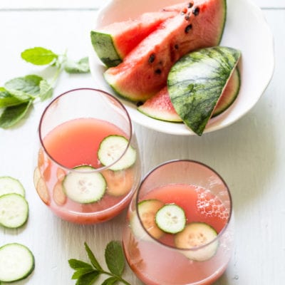 sparkling watermelon + cucumber refresher | theclevercarrot.com