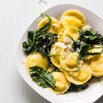 15 minute meals: lemon ricotta ravioli with wilted greens