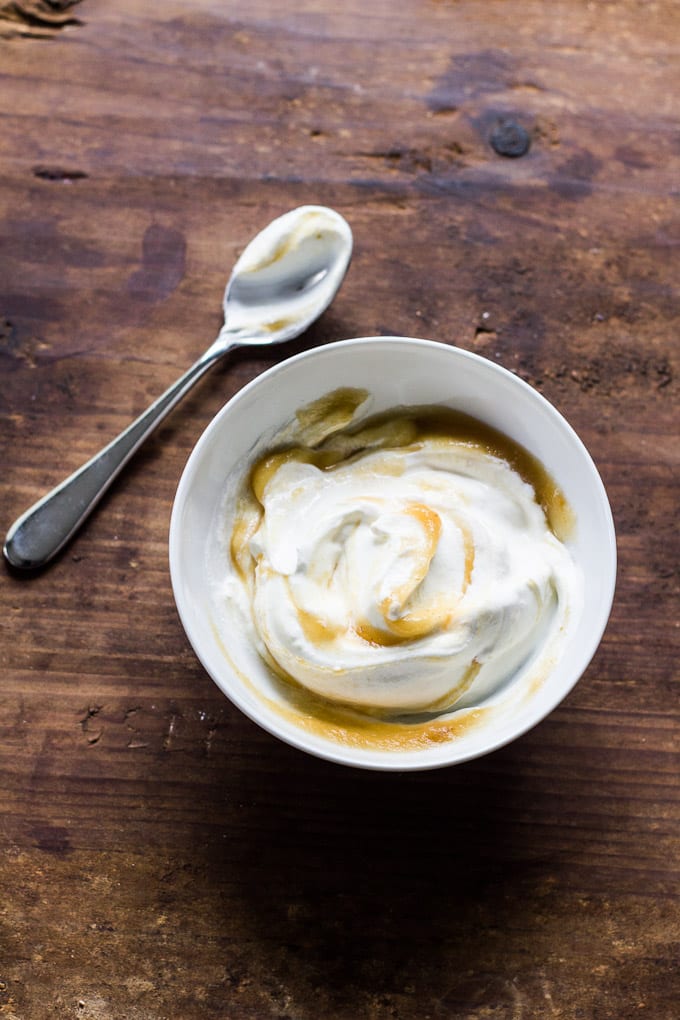 crispy zucchini + potato pancakes with marbled applesauce yogurt | theclevercarrot.com