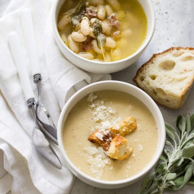 tuscan white bean soup, 2 ways