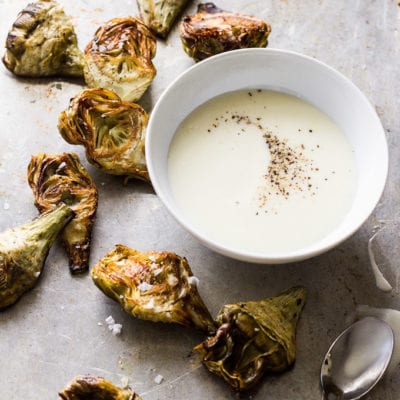 roasted baby artichokes with black pepper-lemon vinaigrette for dunking