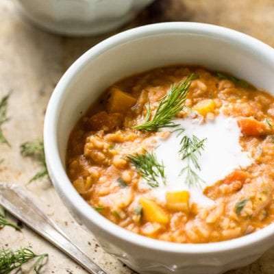 heirloom bean stew with dill + coconut cream