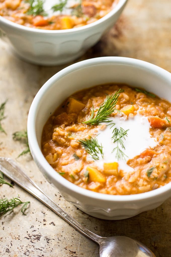 heirloom bean stew with dill + coconut cream | theclevercarrot.com