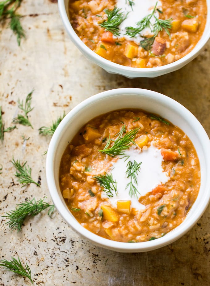 heirloom bean stew with dill + coconut cream | theclevercarrot.com