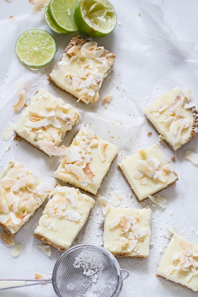 lightened up key lime bars {without condensed milk} | theclevercarrot.com