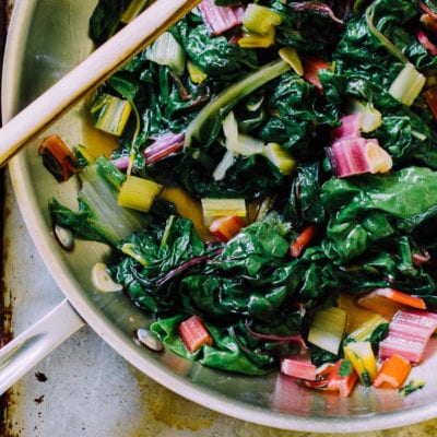 Simple Sautéed Rainbow Chard with Sourdough