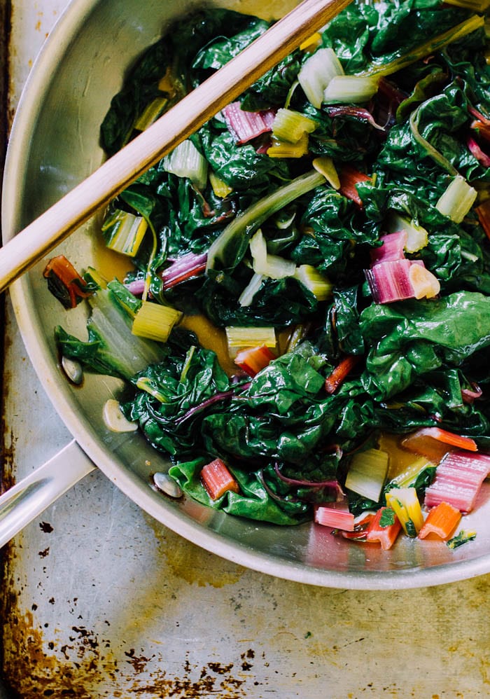 Simple Sauteed Rainbow Chard With Sourdough The Clever Carrot