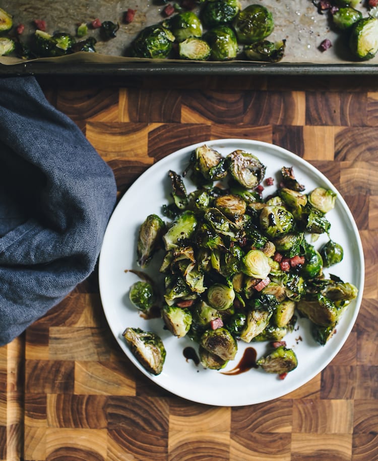 Plate of roasted brussels sprouts