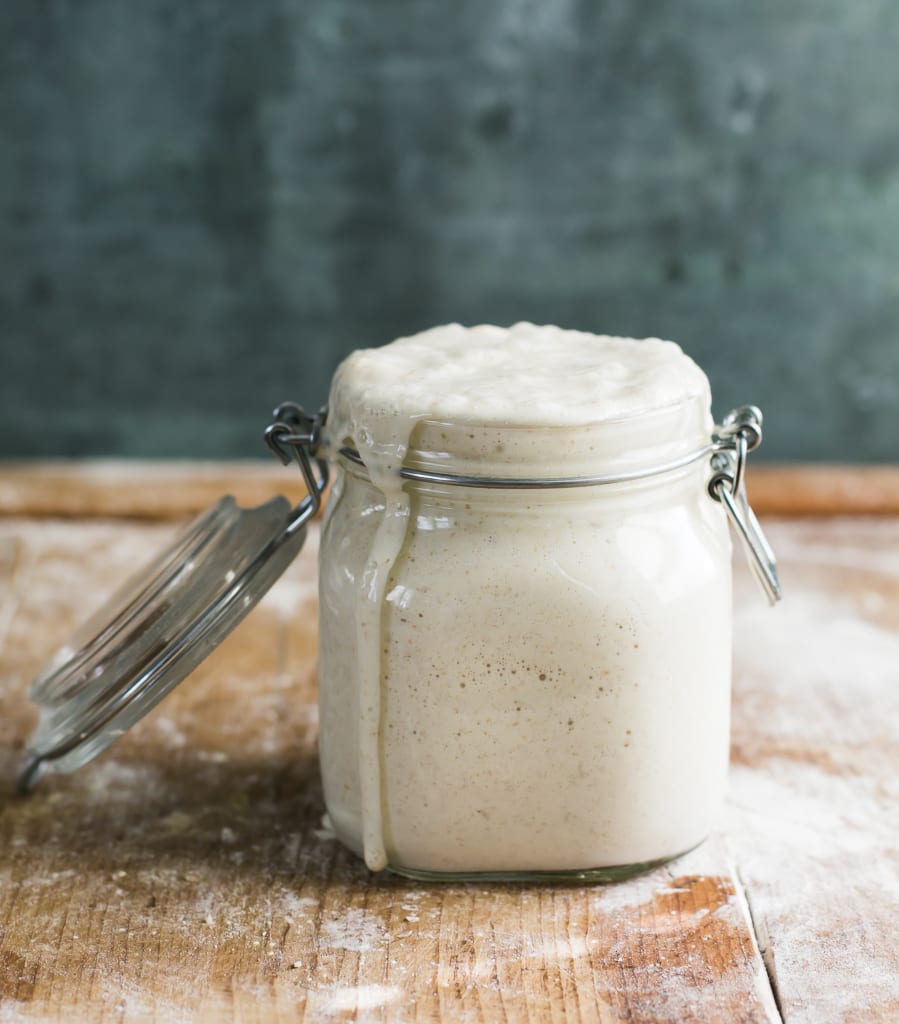 Bubbly Sourdough Starter in a Jar