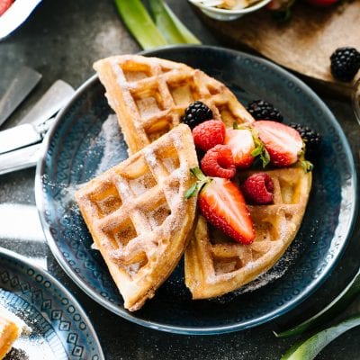 Homemade Sourdough Waffles with Cinnamon-Sugar