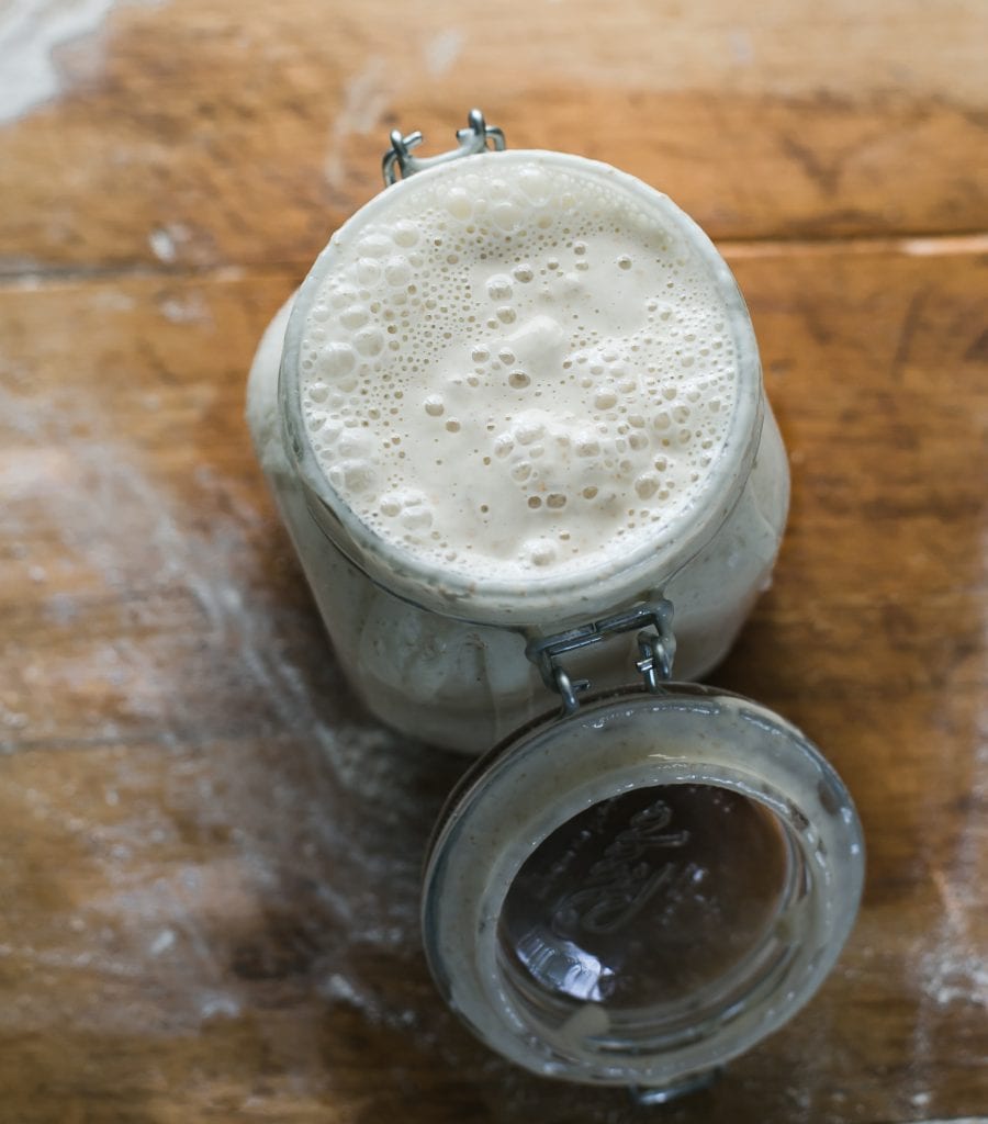 Jar of Bubbly Sourdough Starter | theclevercarrot.com