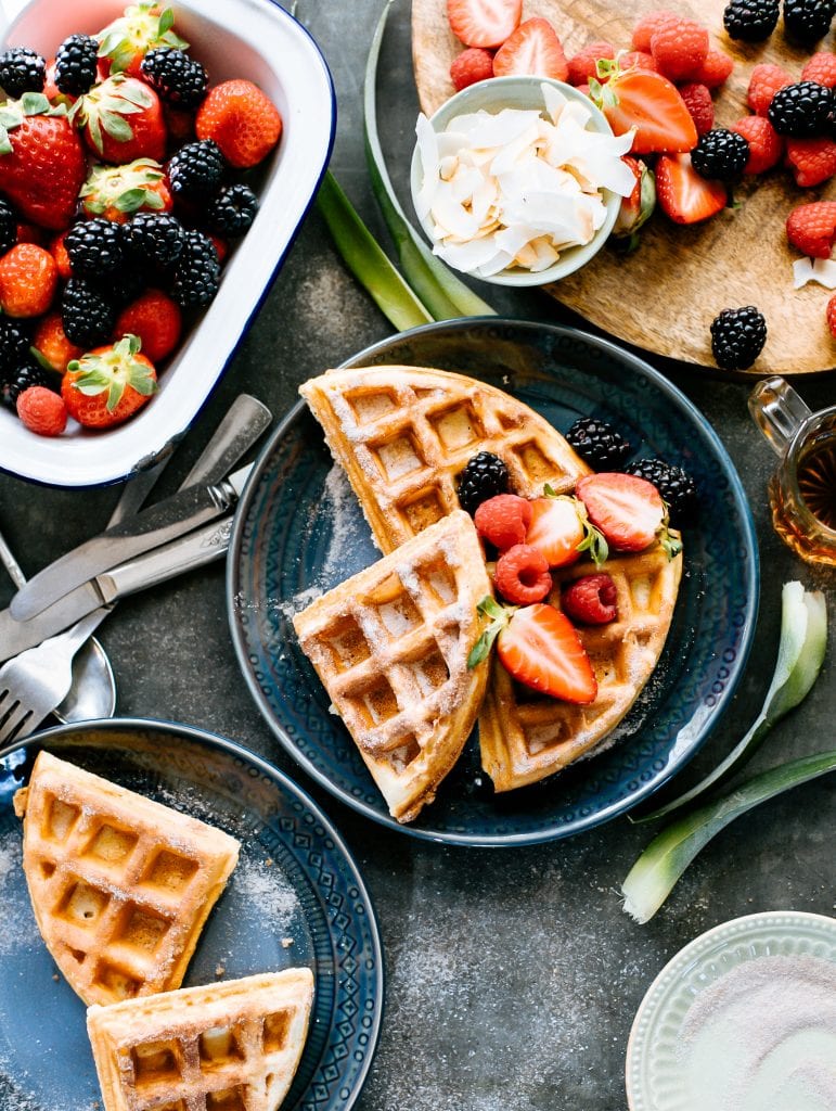 Cinnamon sugar sourdough waffles.