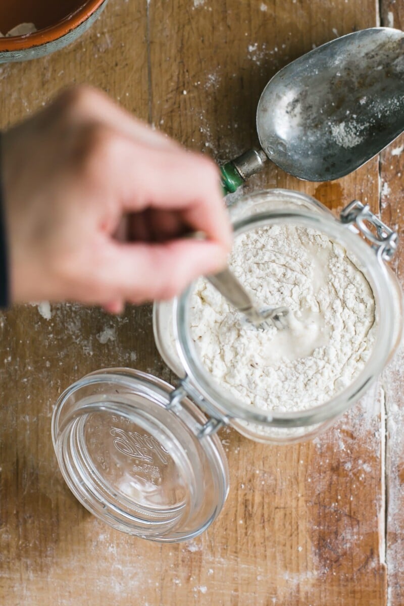Small jar of sourdough starter