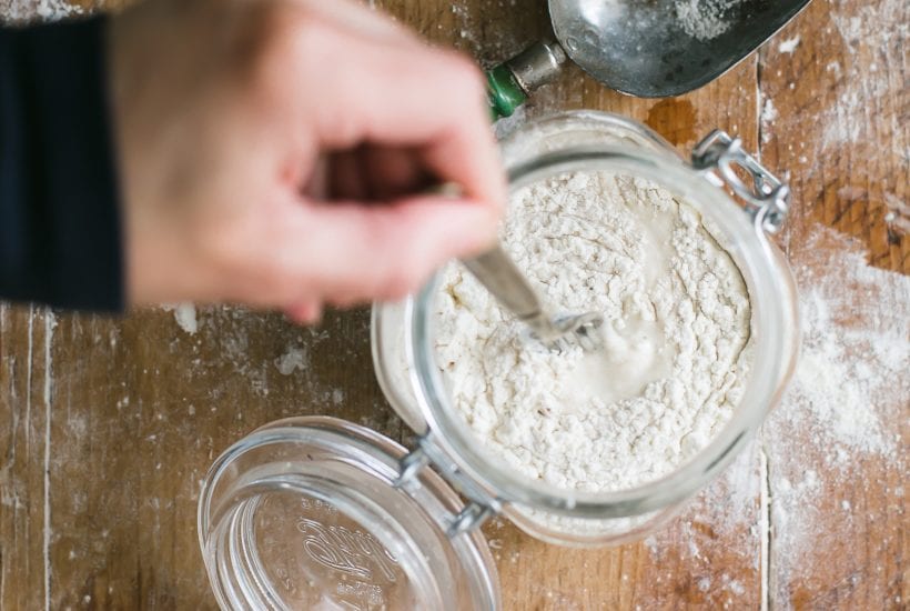 Small jar of sourdough starter