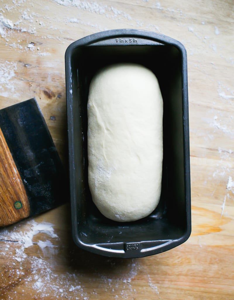 Shaping sourdough sandwich dough in a loaf pan