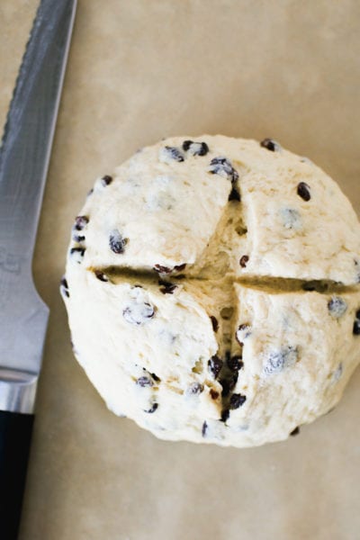 Scored Sourdough Irish Soda Bread Dough