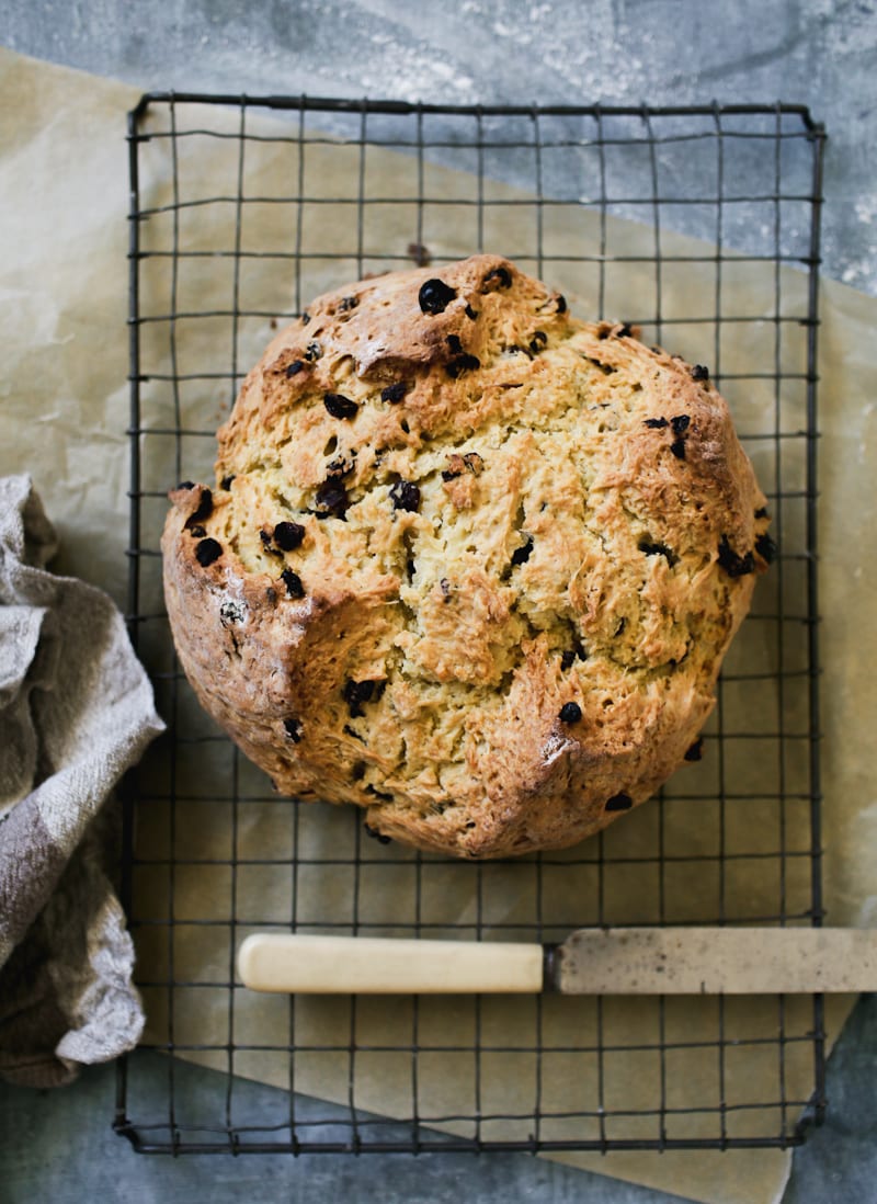 Sourdough Irish Soda Bread On A Wire Cooling Rack