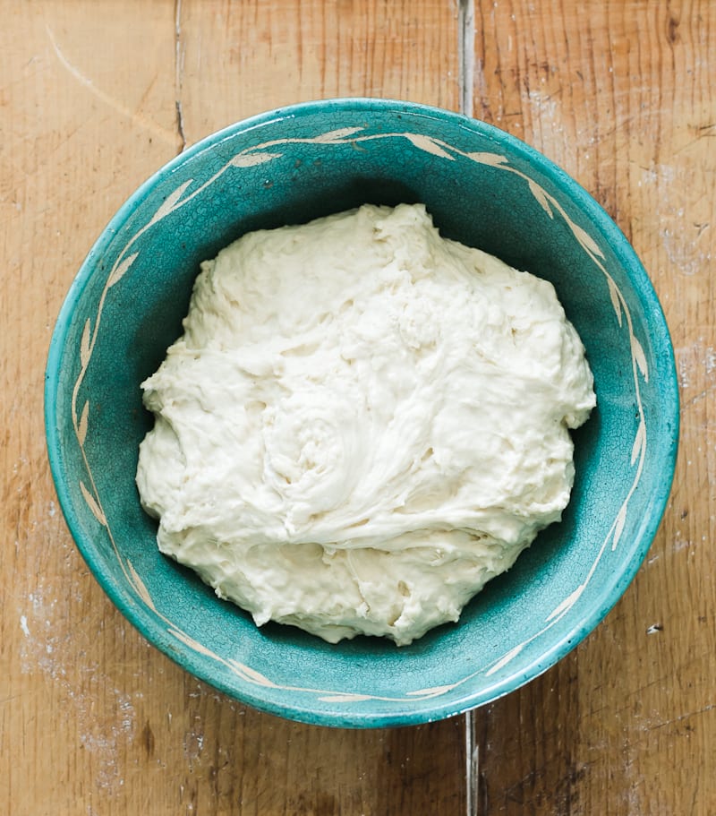 Bowl of sourdough dough