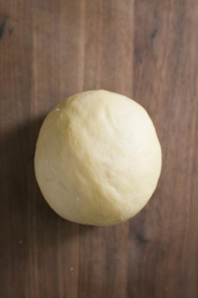 Smooth ball of homemade pasta dough