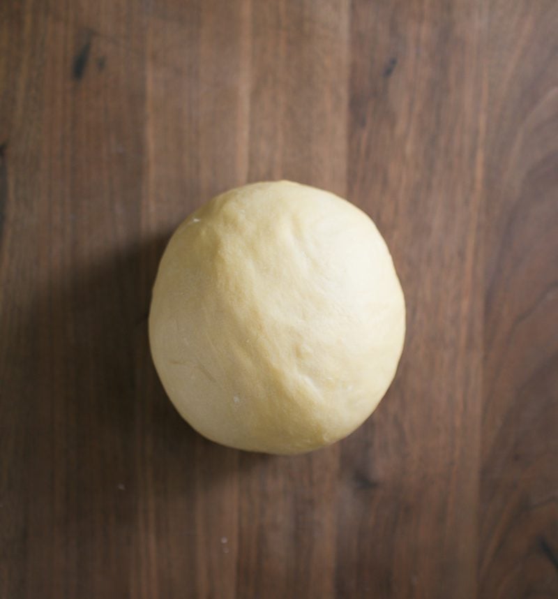 Smooth ball of homemade pasta dough