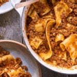 Bowls of pappardelle pasta with Ragu Bolognese sauce