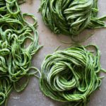 Fresh homemade spinach pasta