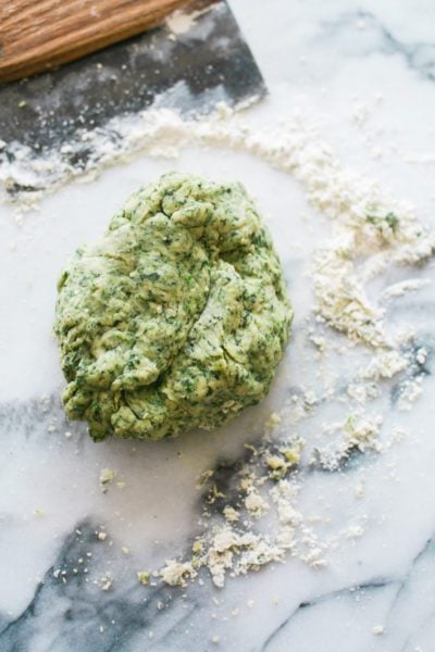 Spinach pasta dough ball