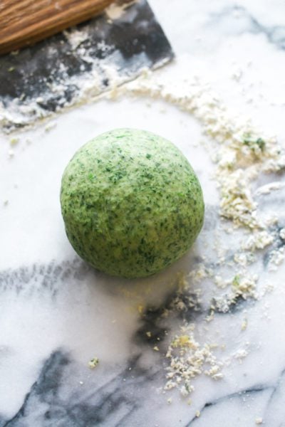 Spinach pasta dough ball