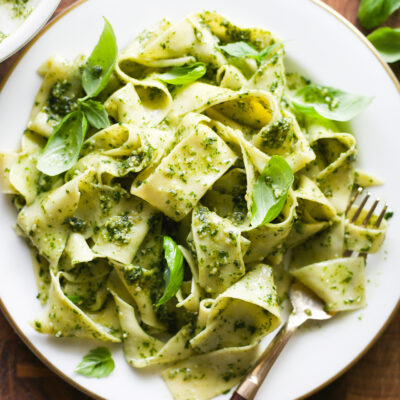 Fresh Pappardelle Pasta with Classic Basil Pesto