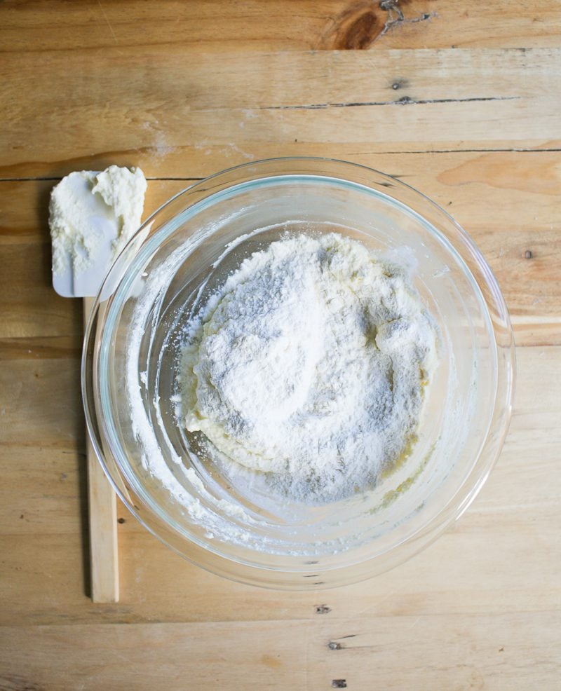 Flour with ricotta mixture
