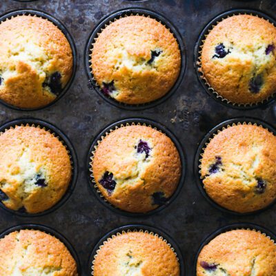 Homemade Sourdough Blueberry Muffins {Overnight!}